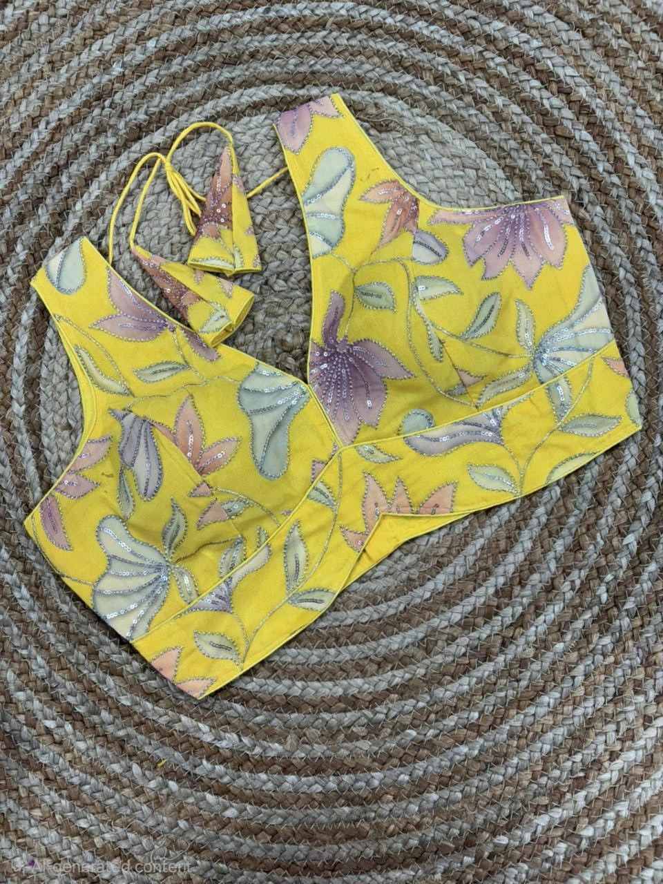 Multicolor Floral Emboiderered Designer Readymade Saree Blouse
