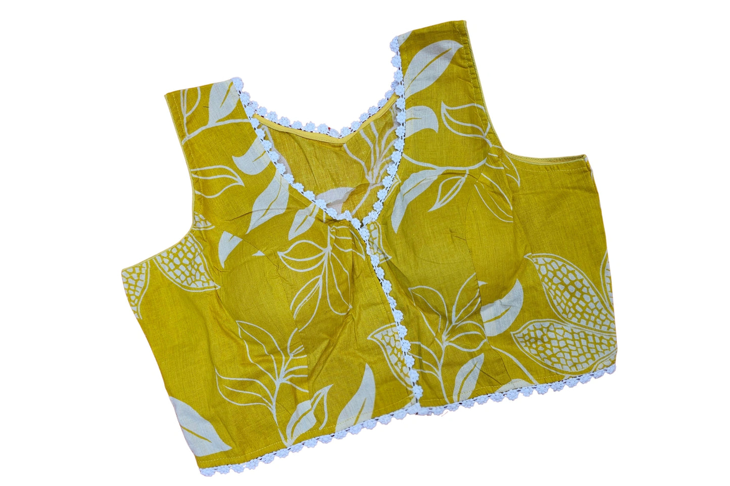 Pure cotton Front Open Readymade blouse with Beautiful Lace