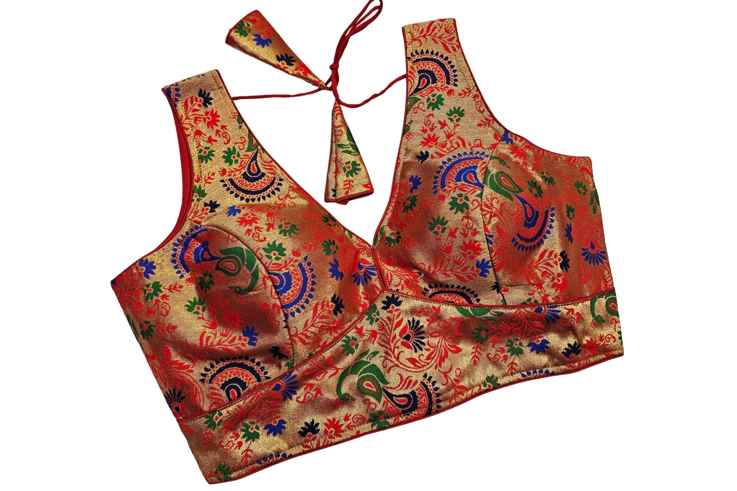 Designer Paithani Blouse with Elegant Tie-Up Back