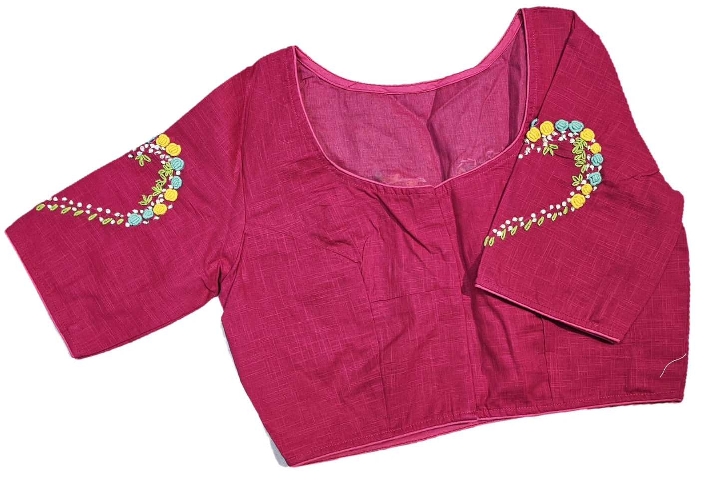 Floral Embroidered Saree Blouse with Heart Back Design