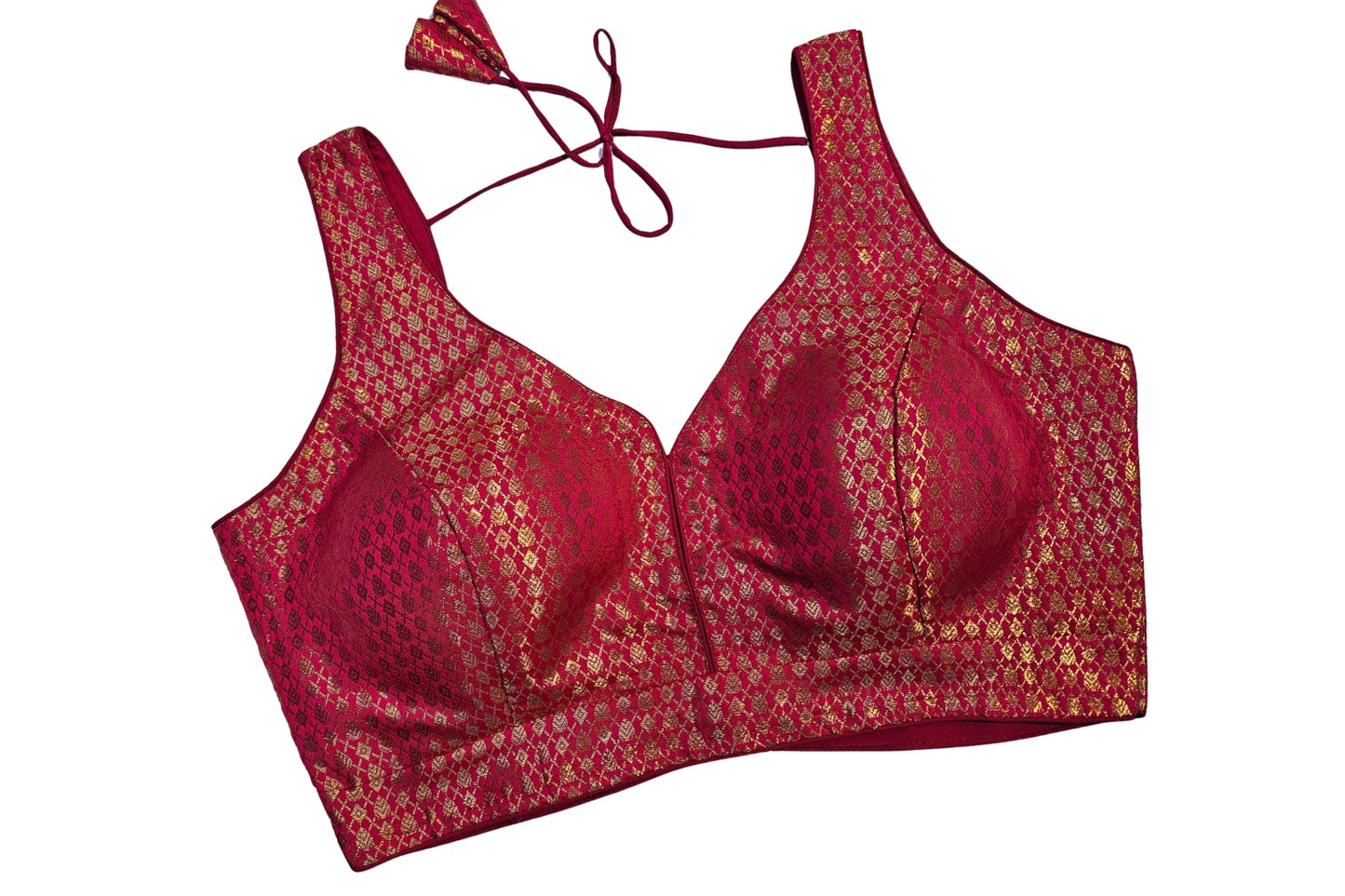 Hot Pink Banarasi Pattern Readymade Blouse