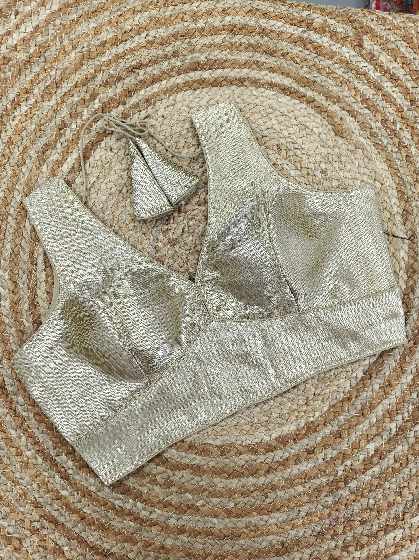 Plain Shimmer Banarasi Readymade Blouse