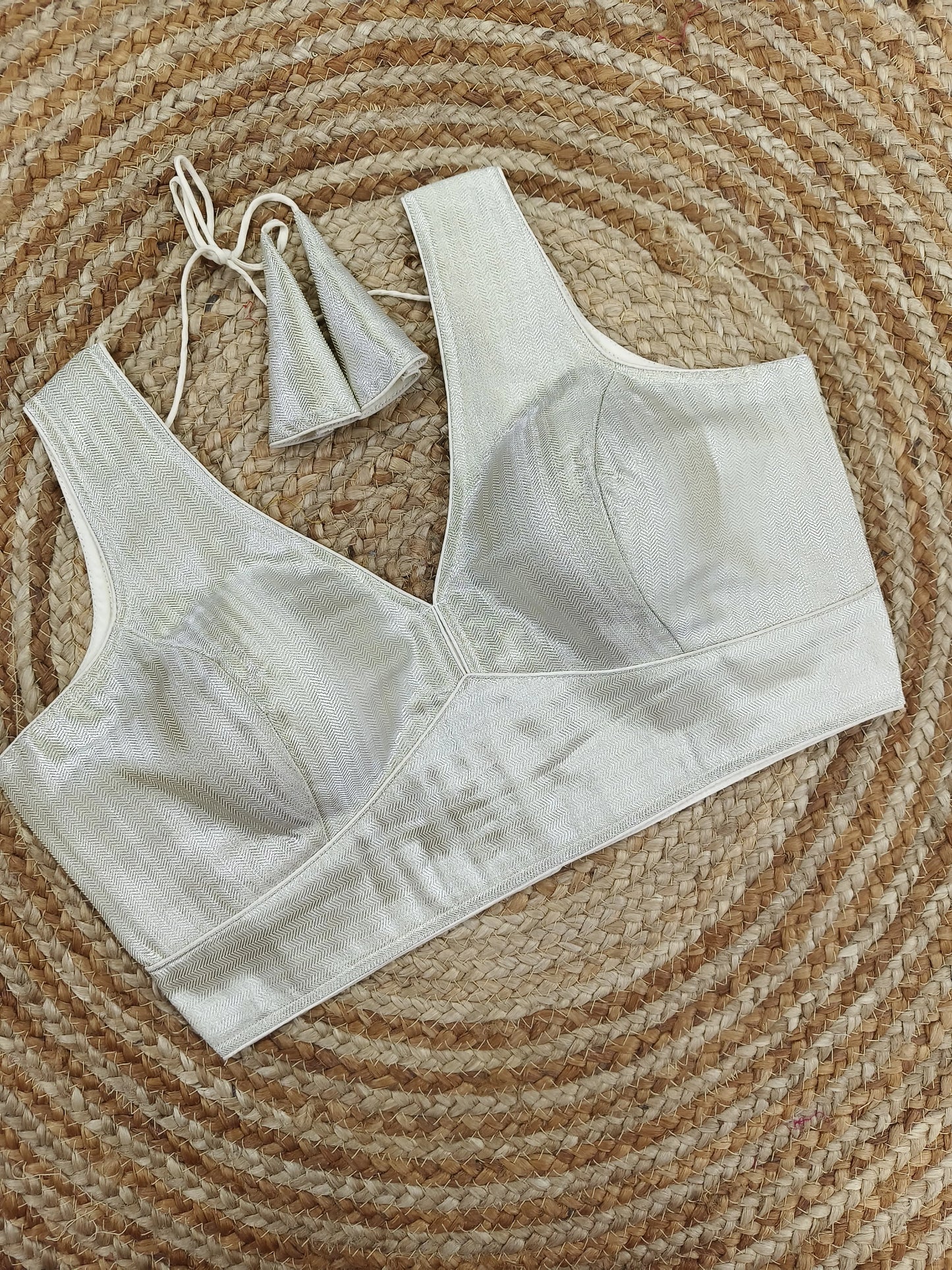 Plain Shimmer Banarasi Readymade Blouse