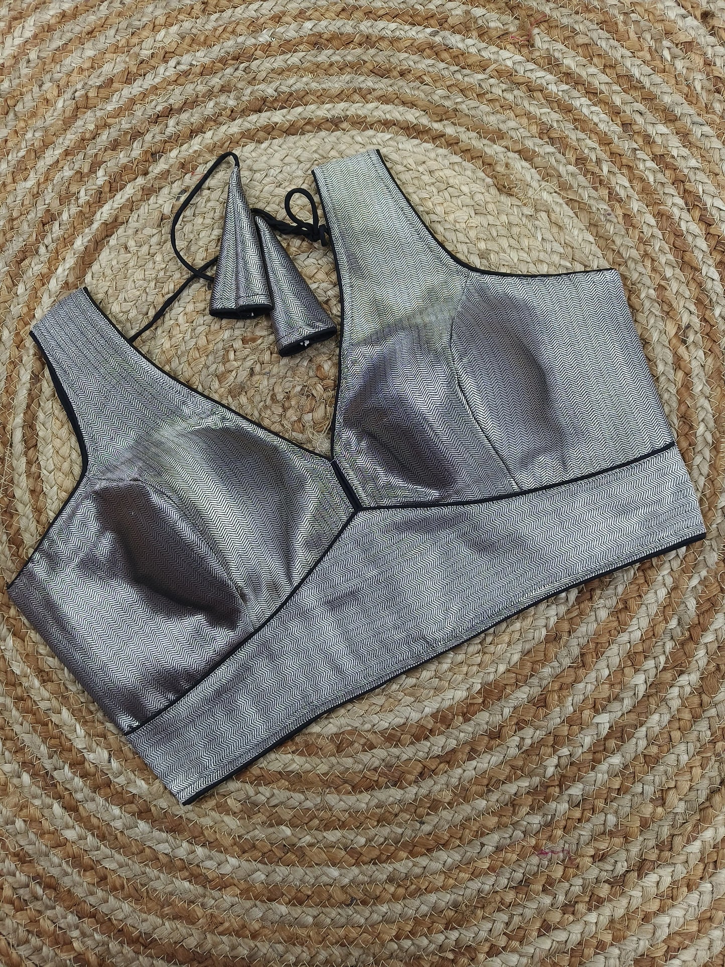 Plain Shimmer Banarasi Readymade Blouse