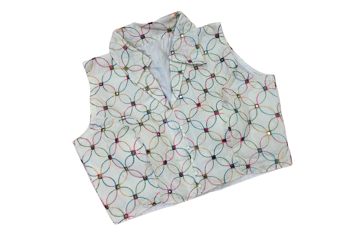 Collar Neck Office wear Readymade Blouse with beautiful embroidery work