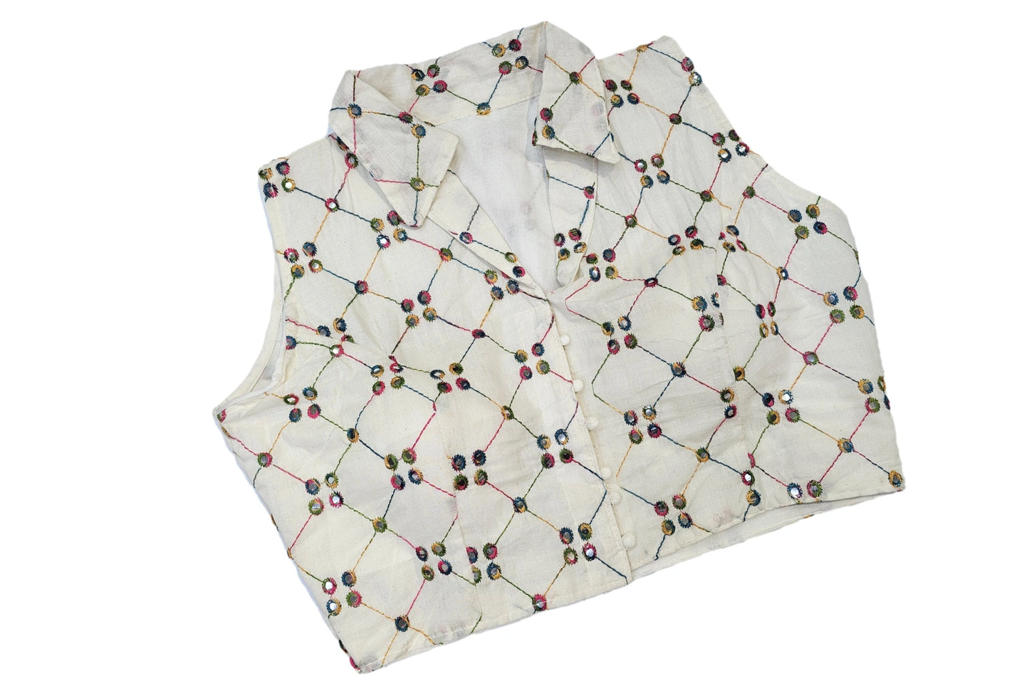 Collar Neck Office wear Readymade Blouse with beautiful embroidery work