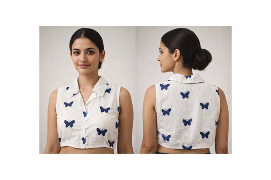 Collar Neck Office wear Readymade Blouse with beautiful embroidery work
