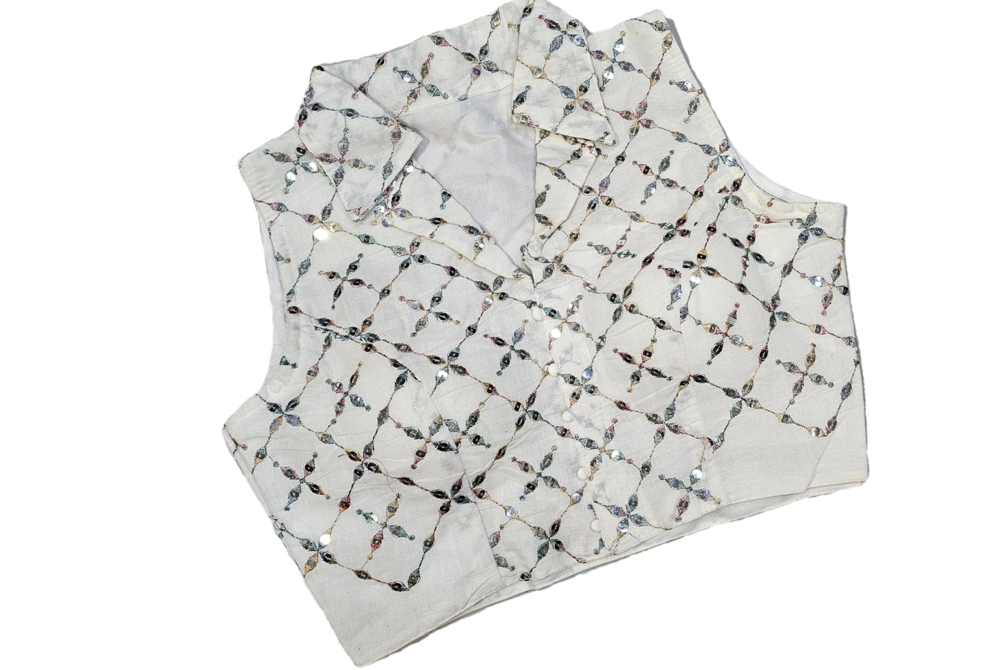 Collar Neck Office wear Readymade Blouse with beautiful embroidery work