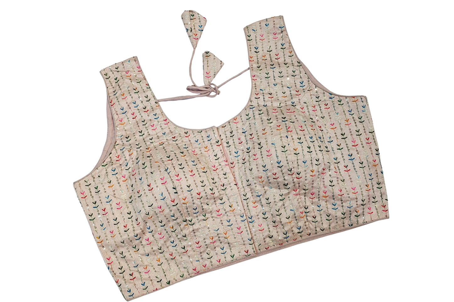 Pastel Embroidered Blouse with Multicolor Butti & Plus Size Fit