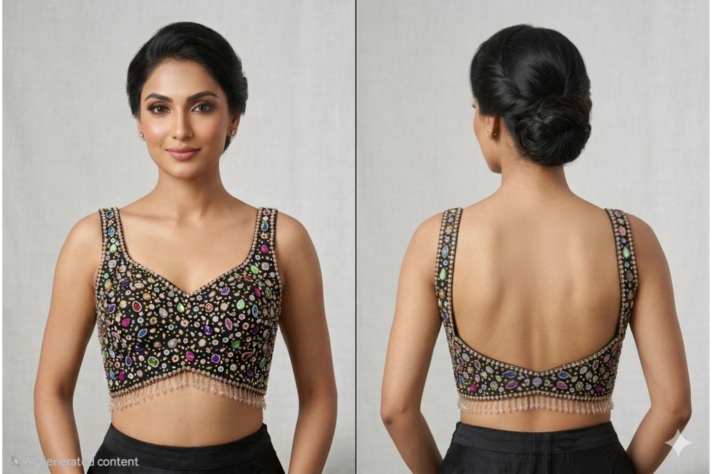 Elegant Embellished Readymade Blouse with Multicolor Stone Work