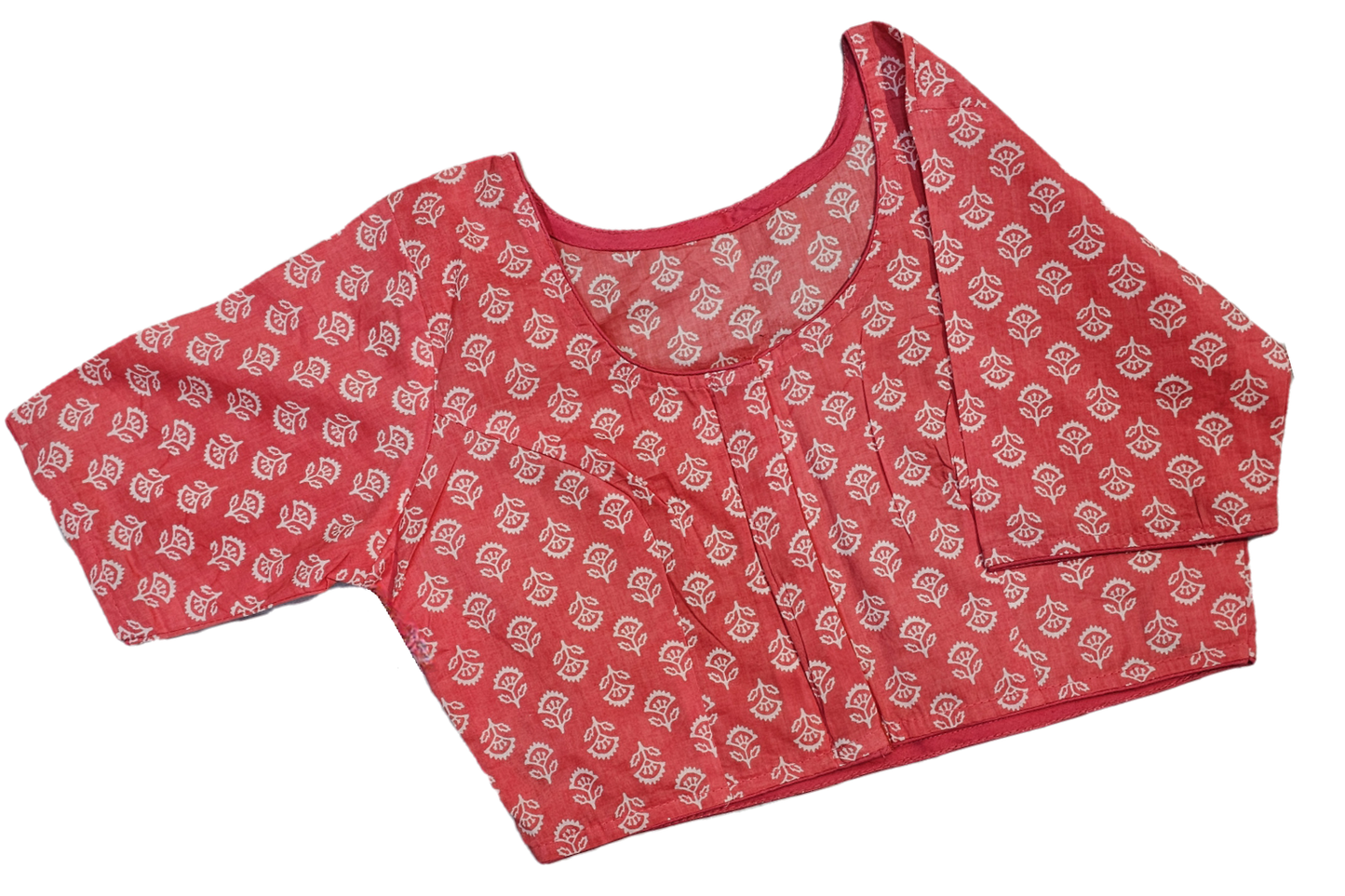 Pure Cotton Readymade Blouse with Ajrakh prints-Non Padded