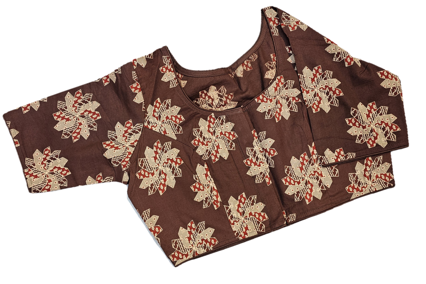 Pure Cotton Readymade Blouse with Ajrakh prints-Non Padded