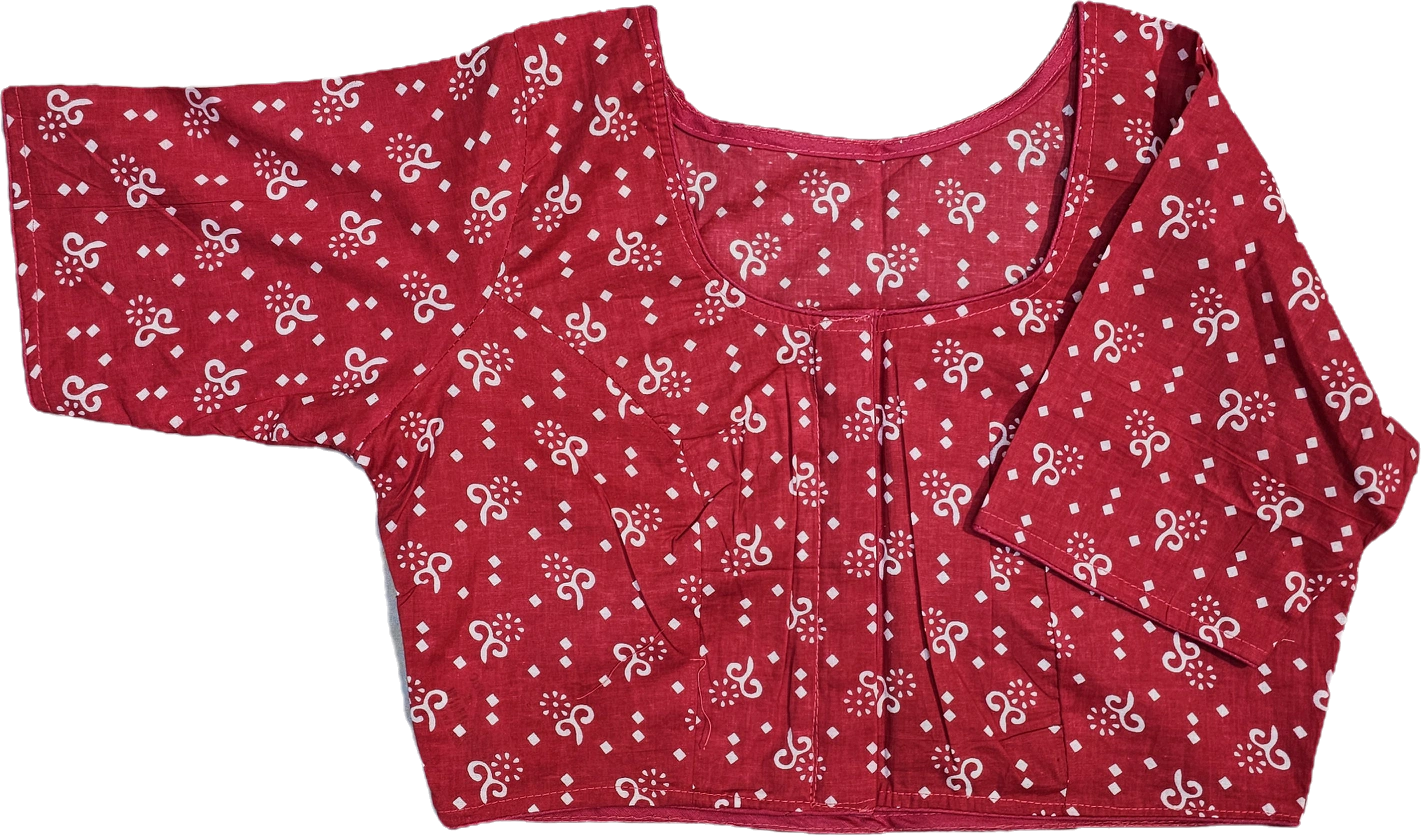 Pure Cotton Readymade Blouse with Ajrakh prints-Non Padded
