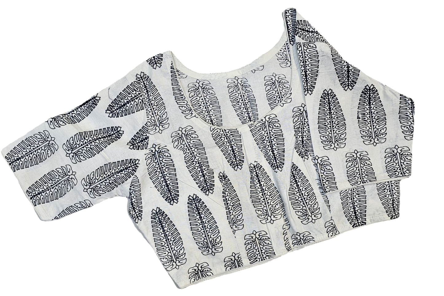 Pure Cotton Readymade Blouse with Ajrakh prints-Non Padded