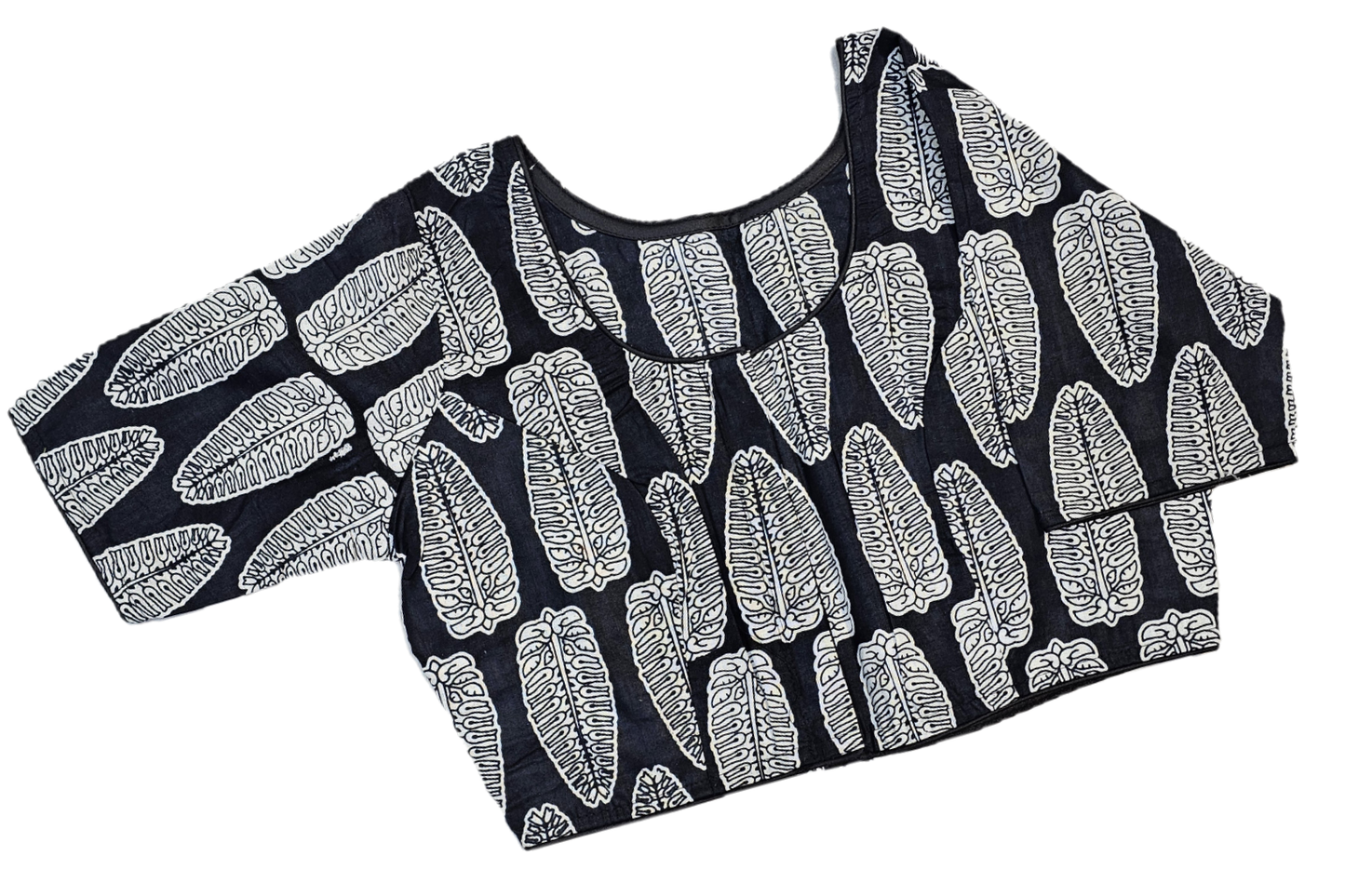 Pure Cotton Readymade Blouse with Ajrakh prints-Non Padded