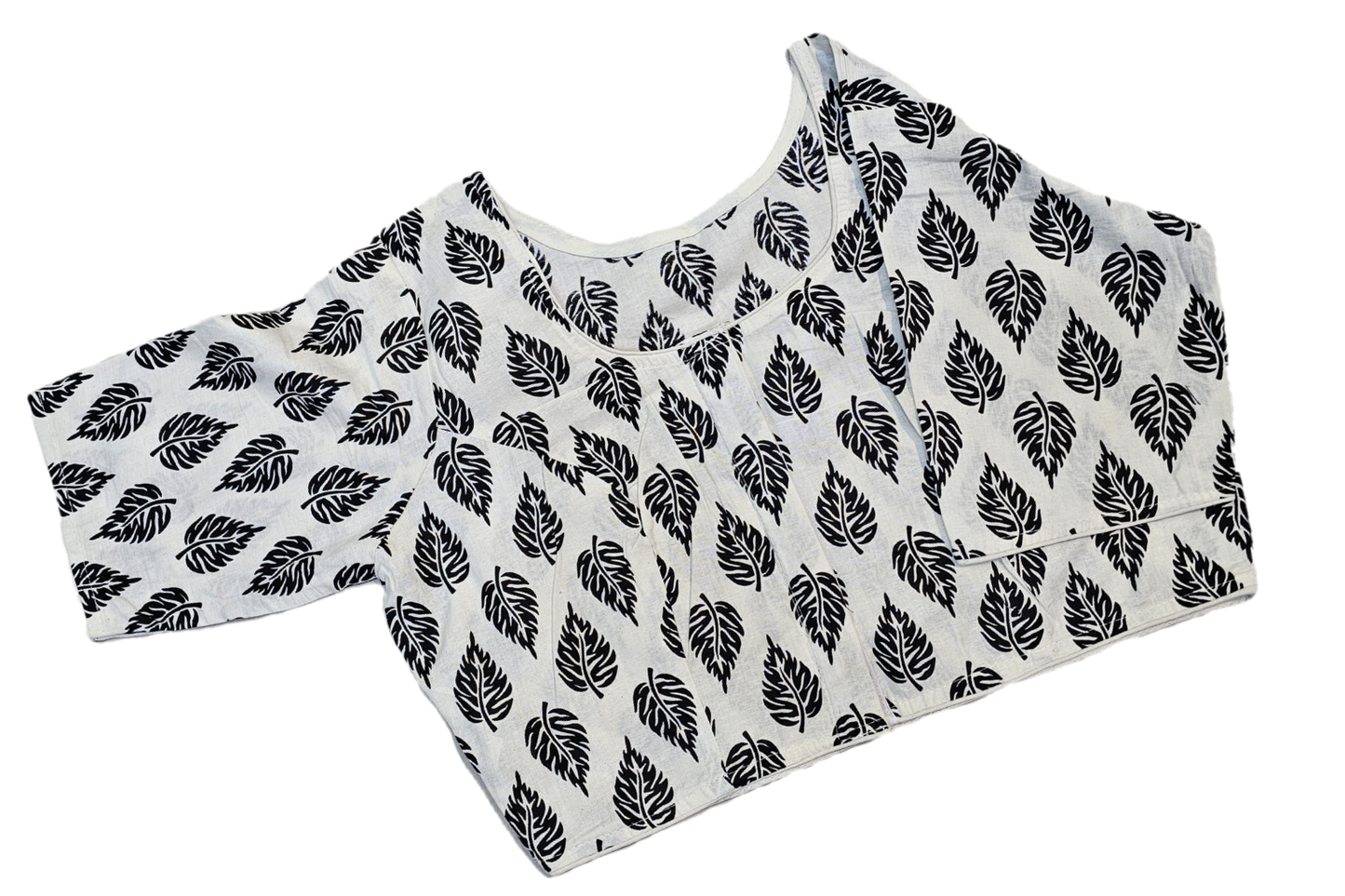 Pure Cotton Readymade Blouse with Ajrakh prints-Non Padded