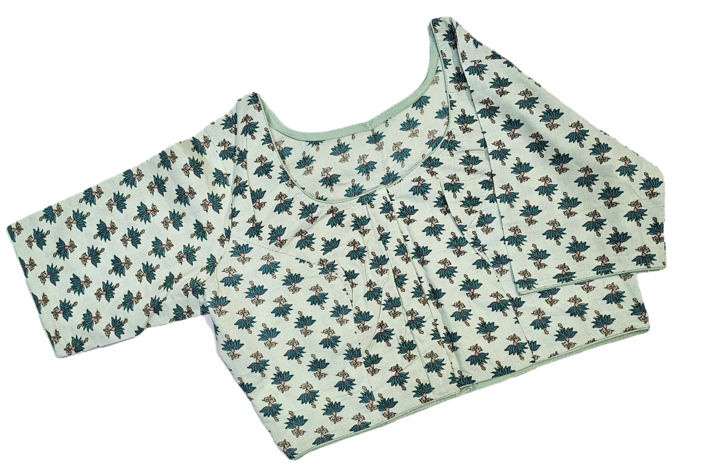 Pure Cotton Readymade Blouse with Ajrakh prints-Non Padded