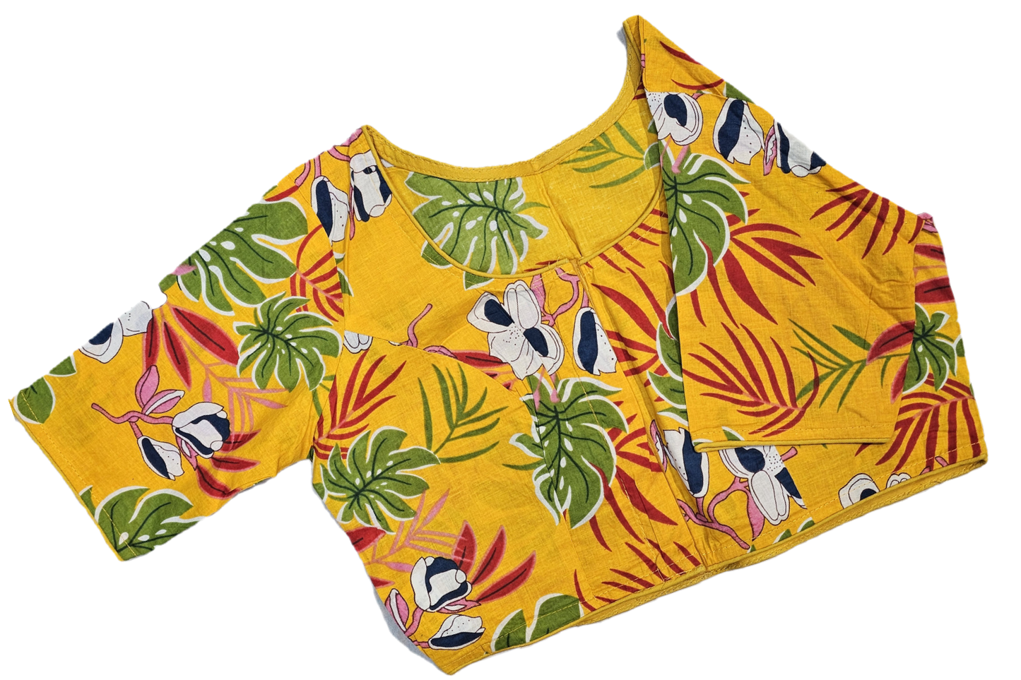 Pure Cotton Readymade Blouse with Ajrakh prints-Non Padded