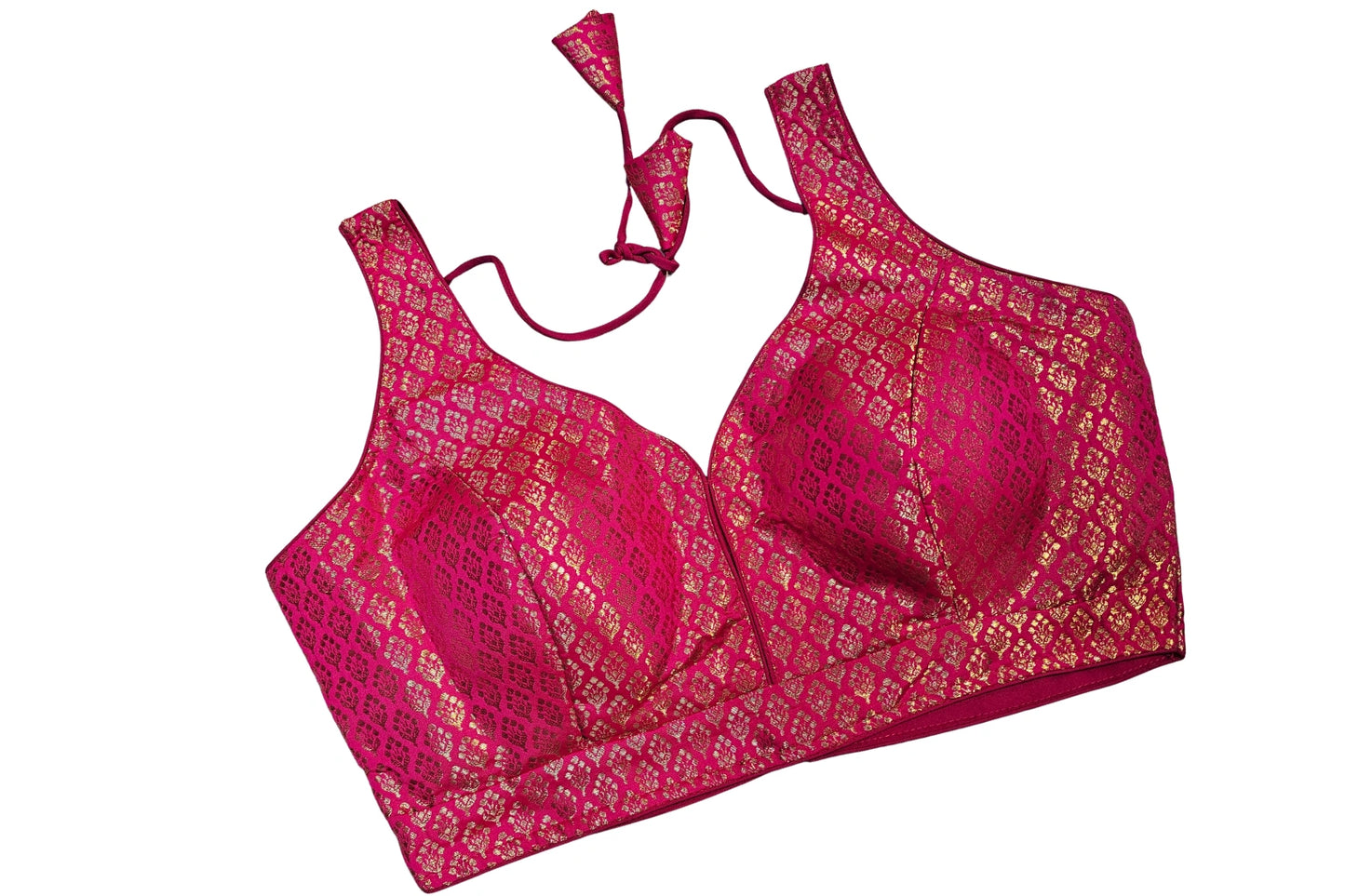 Hot Pink Banarasi Pattern Readymade Blouse