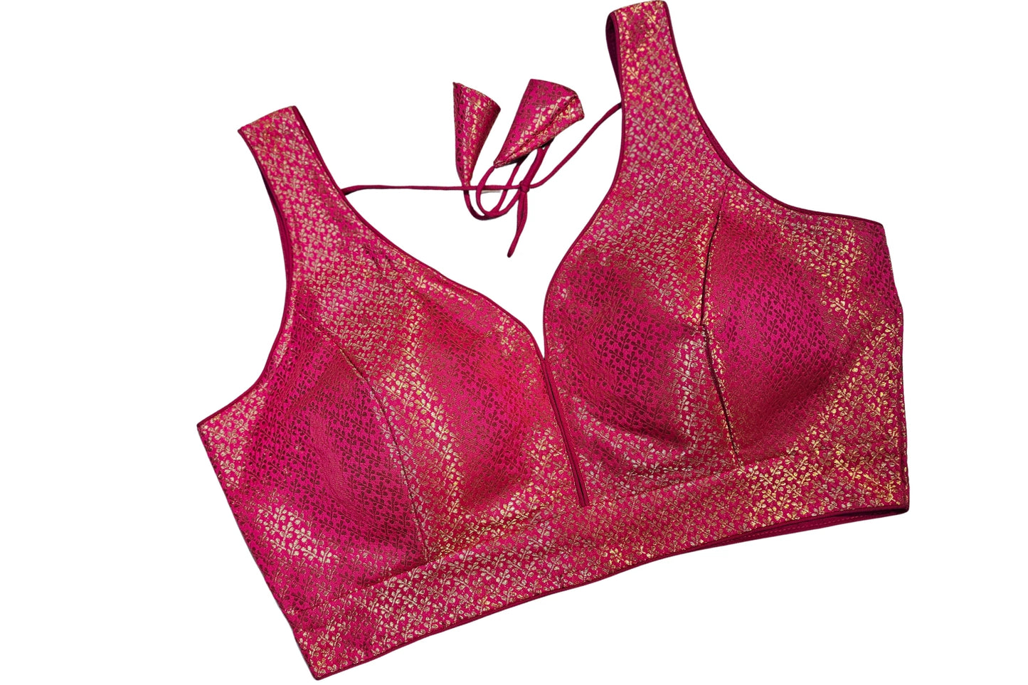 Hot Pink Banarasi Pattern Readymade Blouse