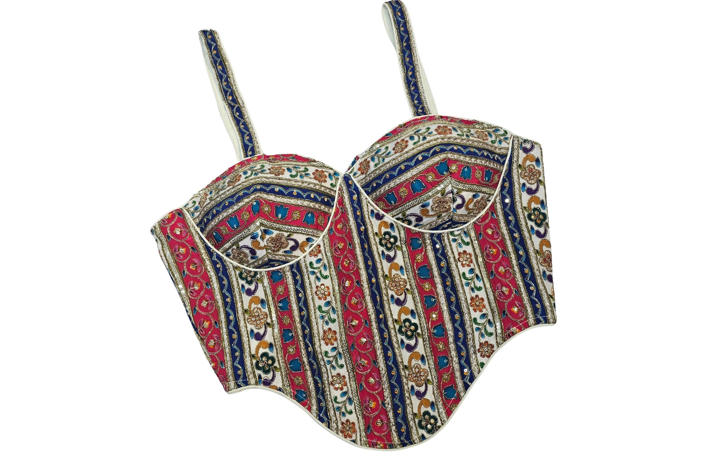 Multicolor Intricate Woven Corset Style Designer Blouse