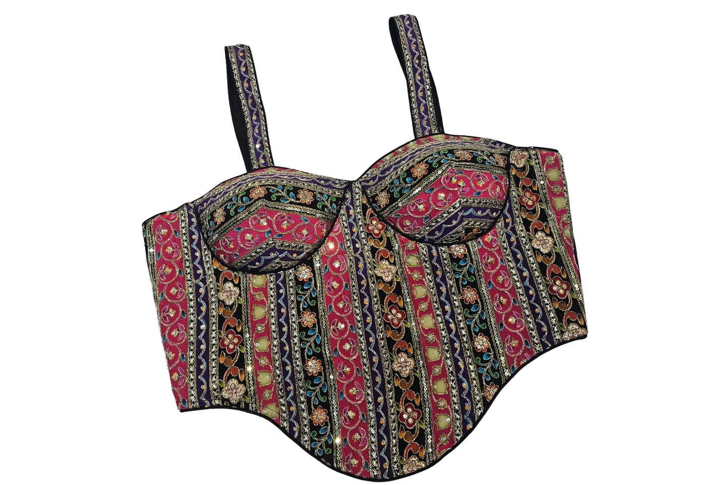 Multicolor Intricate Woven Corset Style Designer Blouse