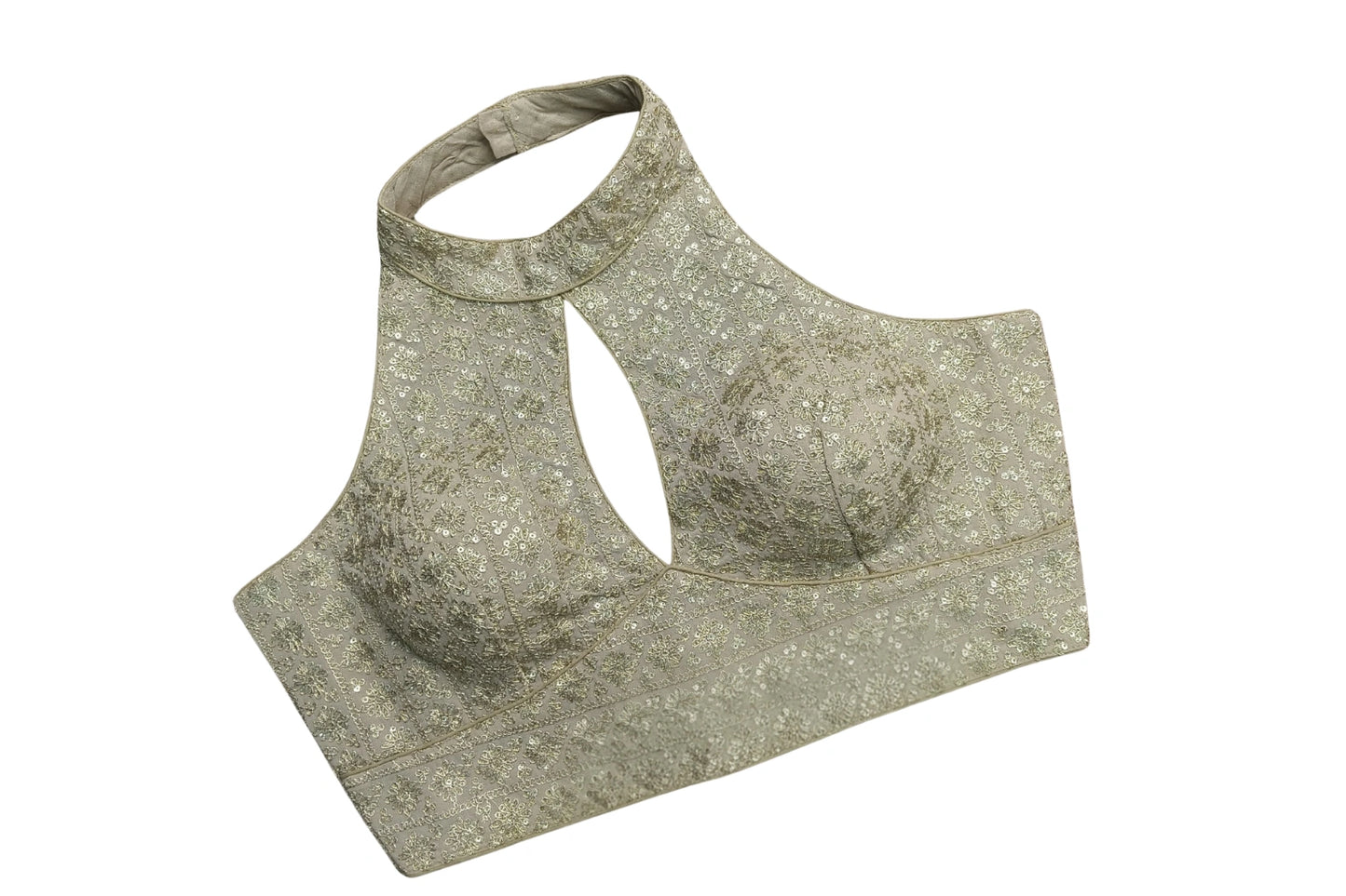 Designer Halter Neck Beautiful Embroidery Work Blouse with Keyhole Detail