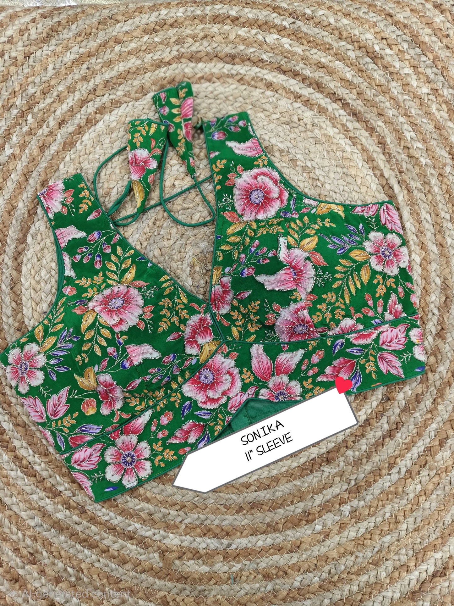 Floral Embroidered Designer Readymade Blouse with Tie-Back