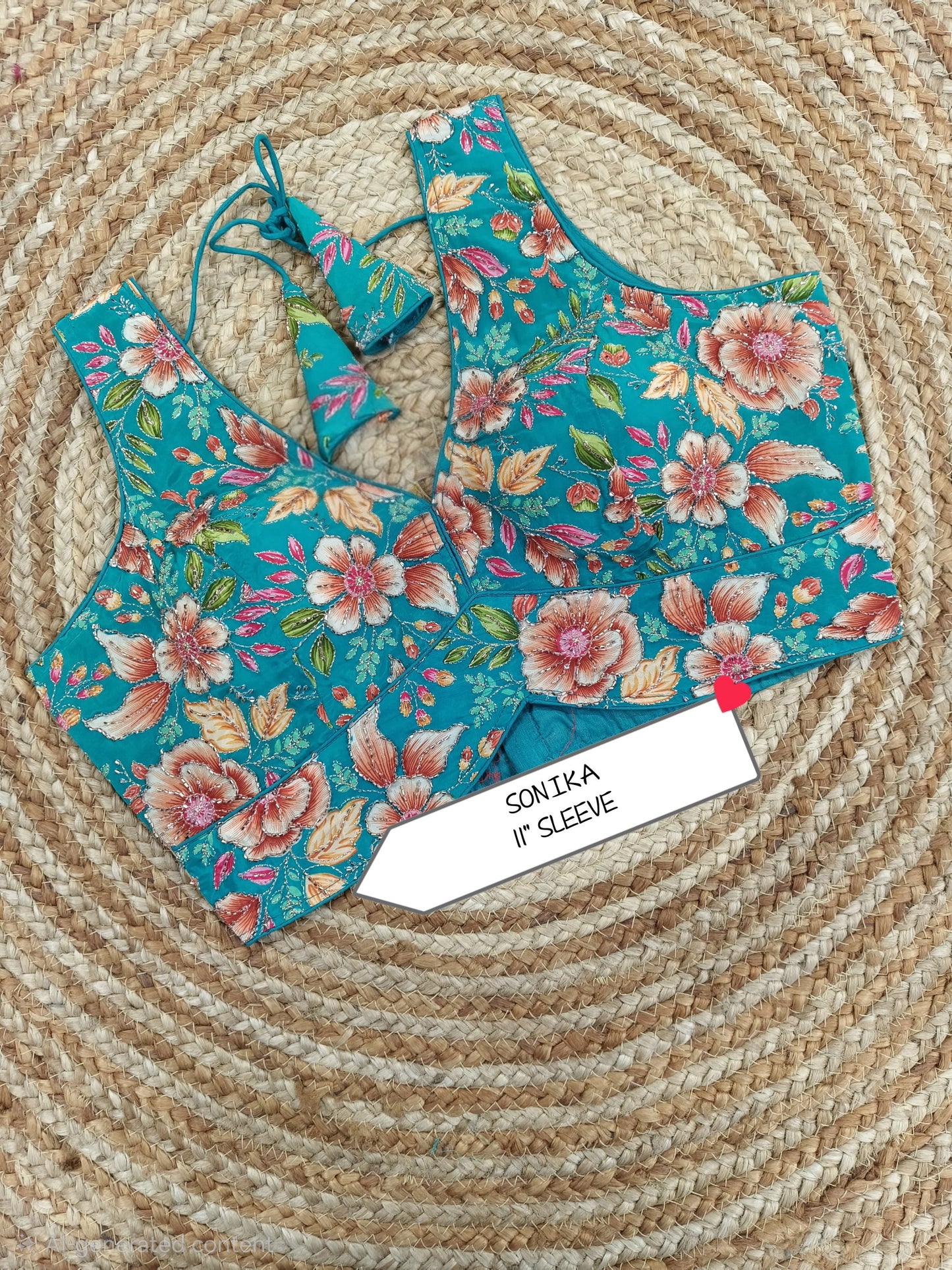 Floral Embroidered Designer Readymade Blouse with Tie-Back