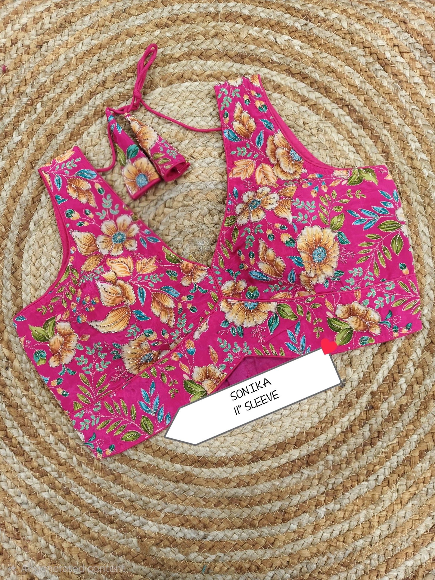 Floral Embroidered Designer Readymade Blouse with Tie-Back