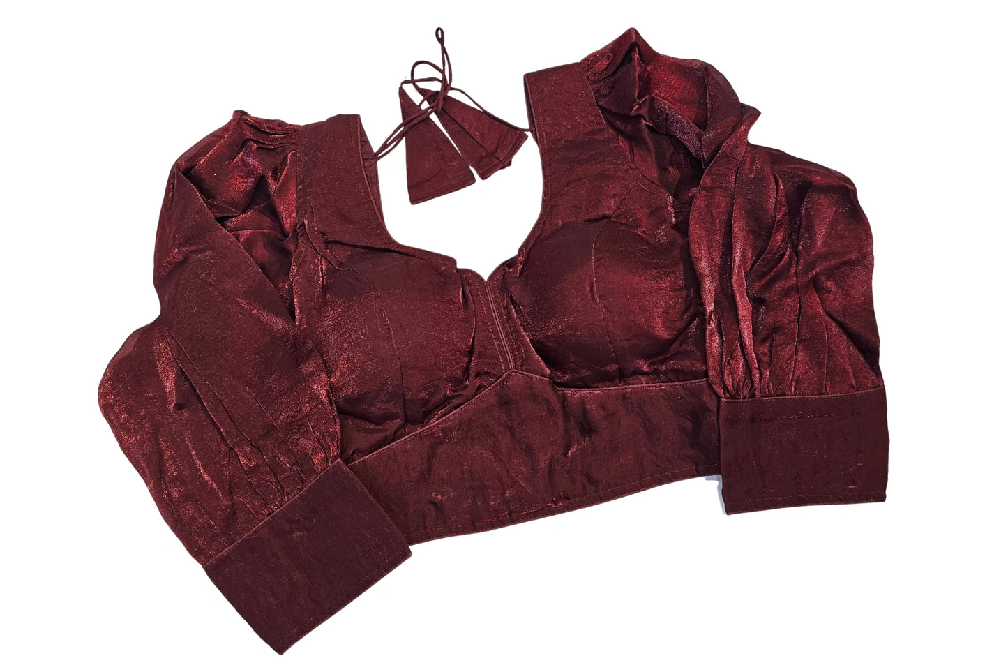 Trendy Fandy Fabric Shiny Readymade Blouse with Full Puff Sleeves