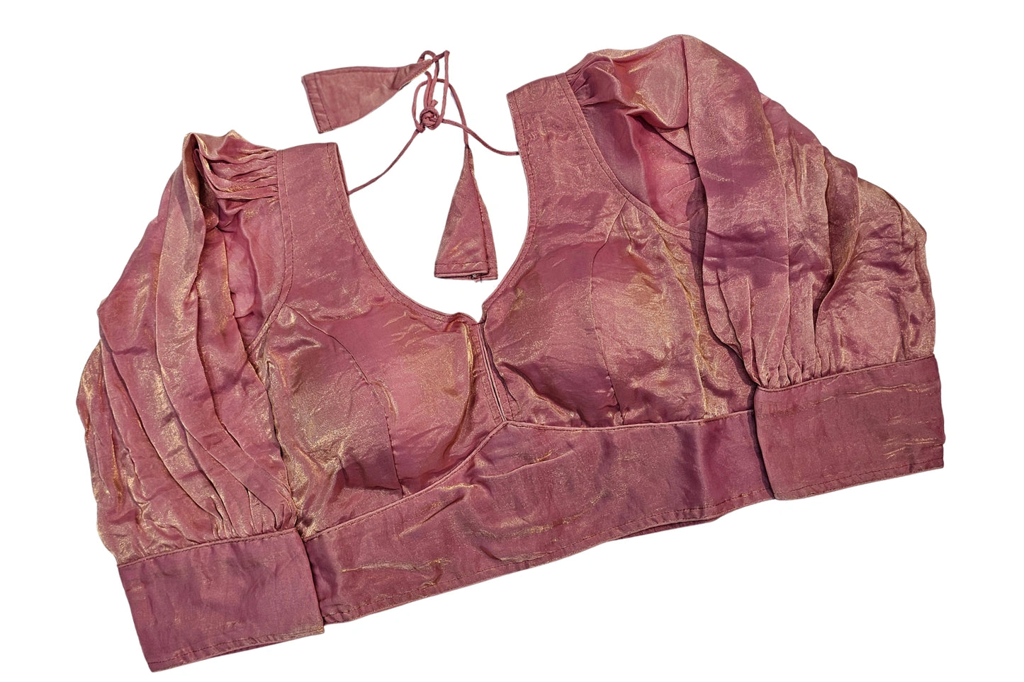 Trendy Fandy Fabric Shiny Readymade Blouse with Full Puff Sleeves