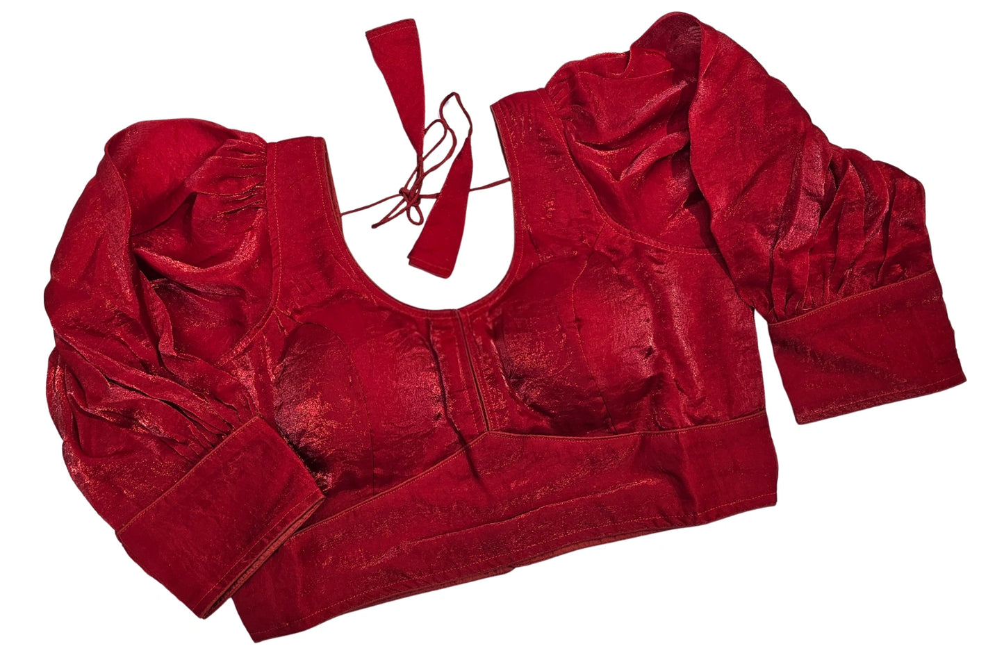 Trendy Fandy Fabric Shiny Readymade Blouse with Full Puff Sleeves