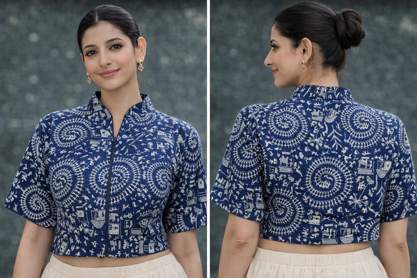 Printed Pure cotton Collar Neck 3/4 sleeves