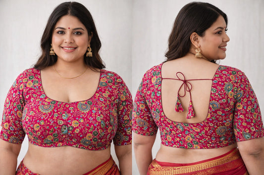 Plus Size Readymade Blouse with Sleeves and heavy work