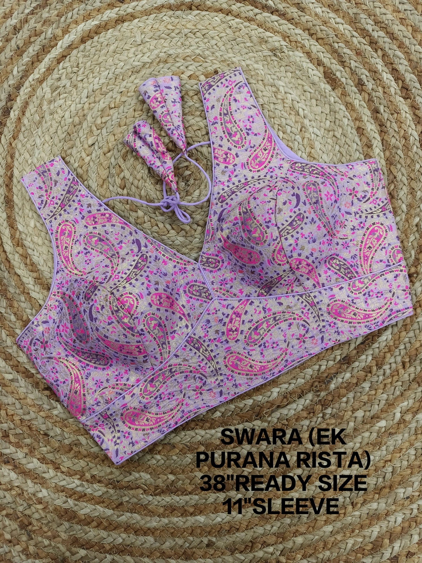 Elegant Paisley Floral Lavender Blouse with Dori Back
