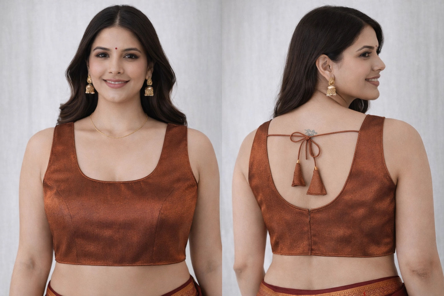 Plain Copper Readymade Blouse