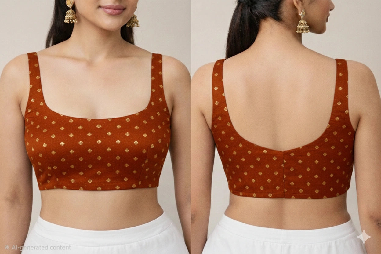 Bollywood Style Small Butti Sleeveless Readymade Blouse