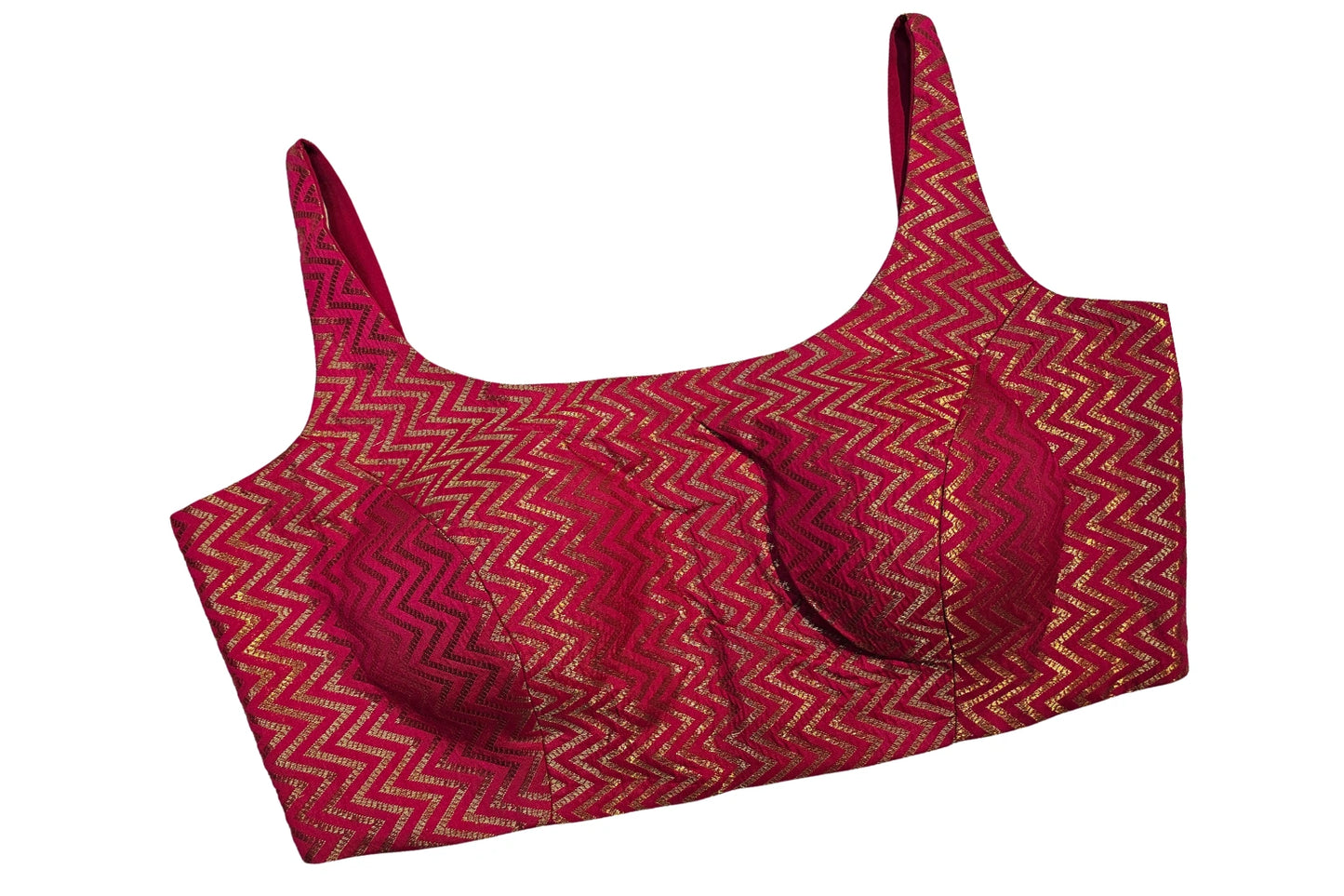 Rani Pink Classic Zari Woven Bollywood Style Sleeveless Blouse