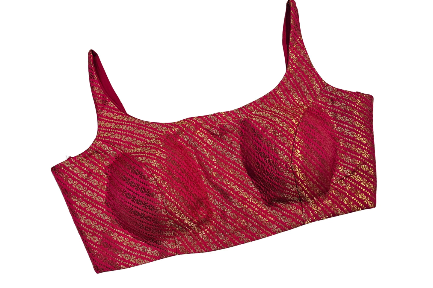 Rani Pink Classic Zari Woven Bollywood Style Sleeveless Blouse