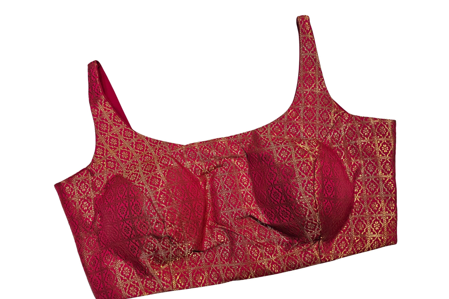 Rani Pink Classic Zari Woven Bollywood Style Sleeveless Blouse