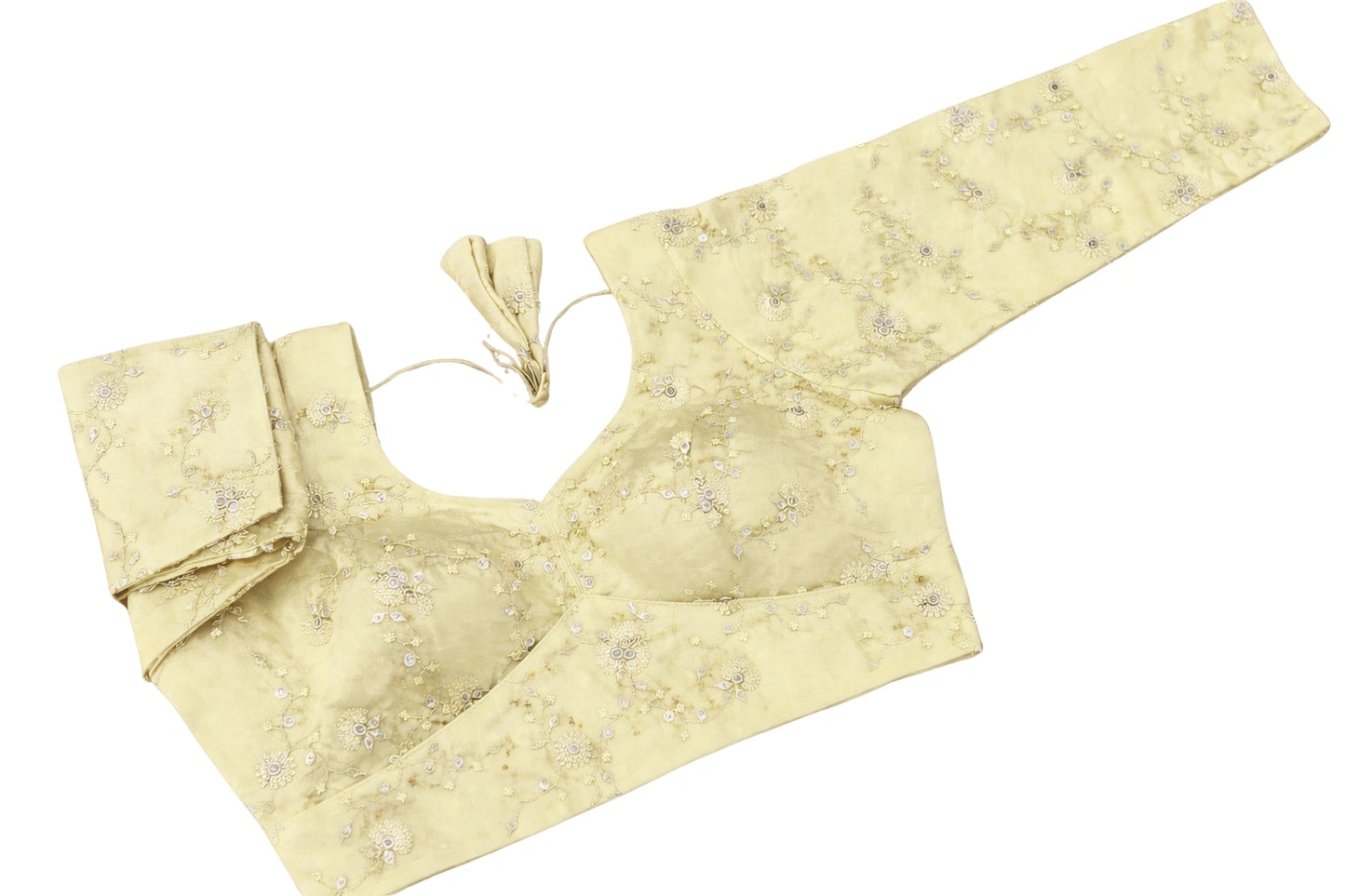 Elegant Silk Readymade Blouse with Gold Embroidery Work Full Sleeves