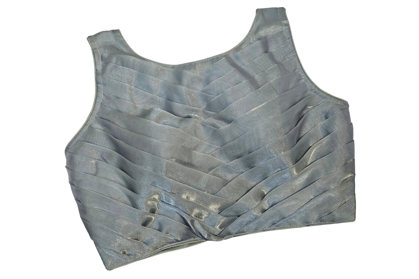Designer Readymade Blouse with Structured Pleats and Keyhole Back