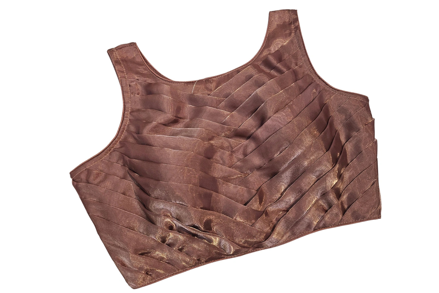 Designer Readymade Blouse with Structured Pleats and Keyhole Back